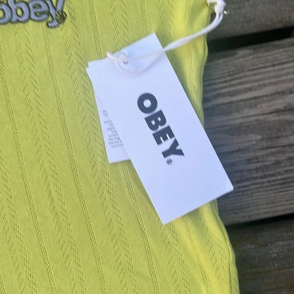 NWT OBEY Alina Pointelle Top, Size L Color Lime Urban Outfitters - Picture 15 of 16